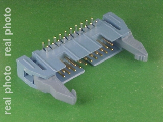 IDC 20 pin, male, THT, angled 90°, standard latch