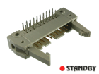 IDC 20 pin, male, THT, angled 90°, standard latch