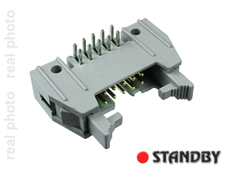 IDC 10 pin, wtyk do druku, kątowy, z krótkimi zatrzaskami
