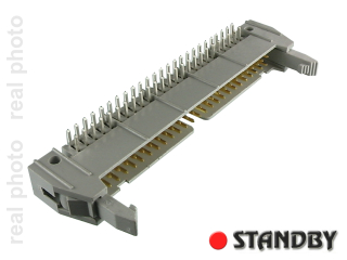 IDC 50 pin, male, THT, angled 90°, standard latch