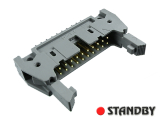 IDC 20 pin, male, THT, straight, standard latch